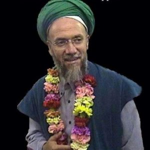 Scheich Muhammad mit Blumenkranz